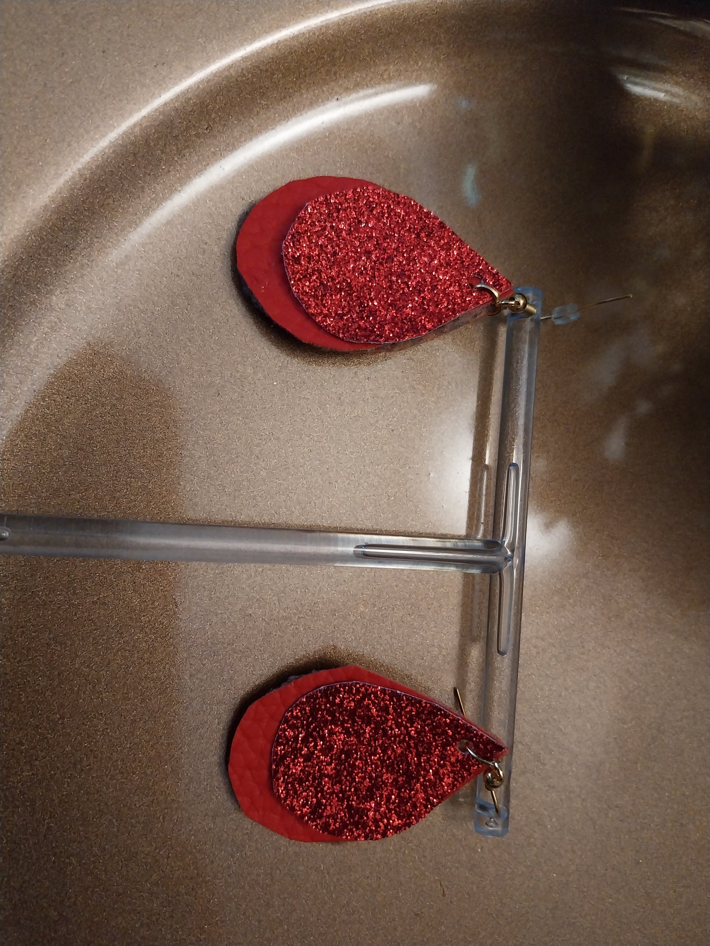 Christmas earrings red glitter