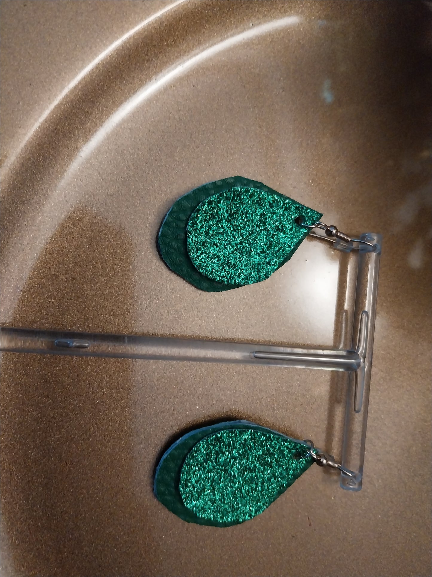Christmas earrings green glitter
