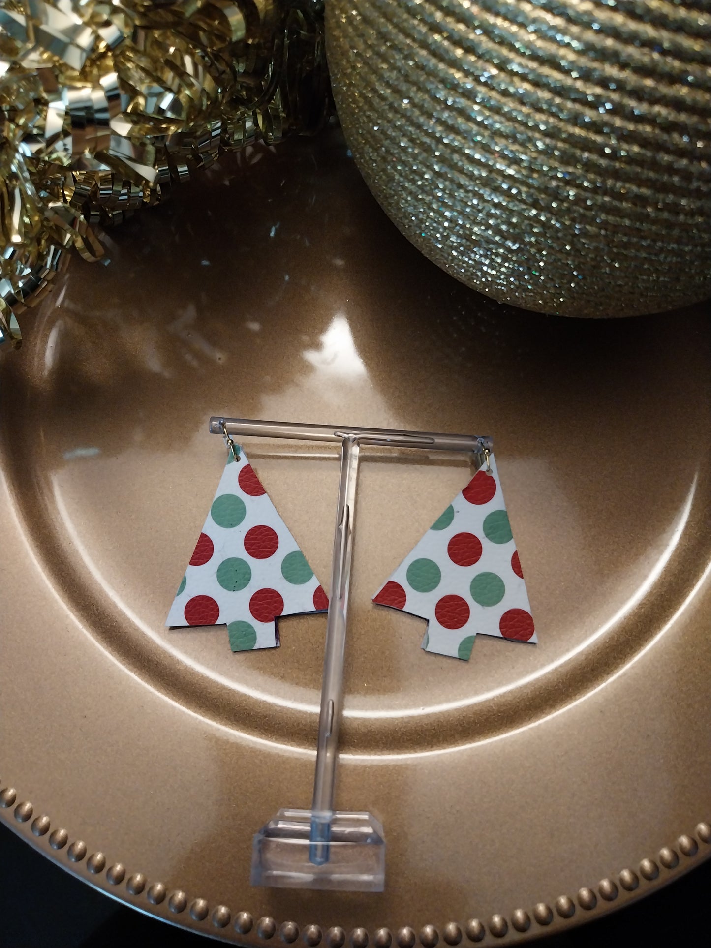 Christmas Tree Earring - polka dot