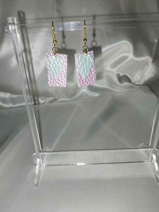 2-coloured faux leather earrings