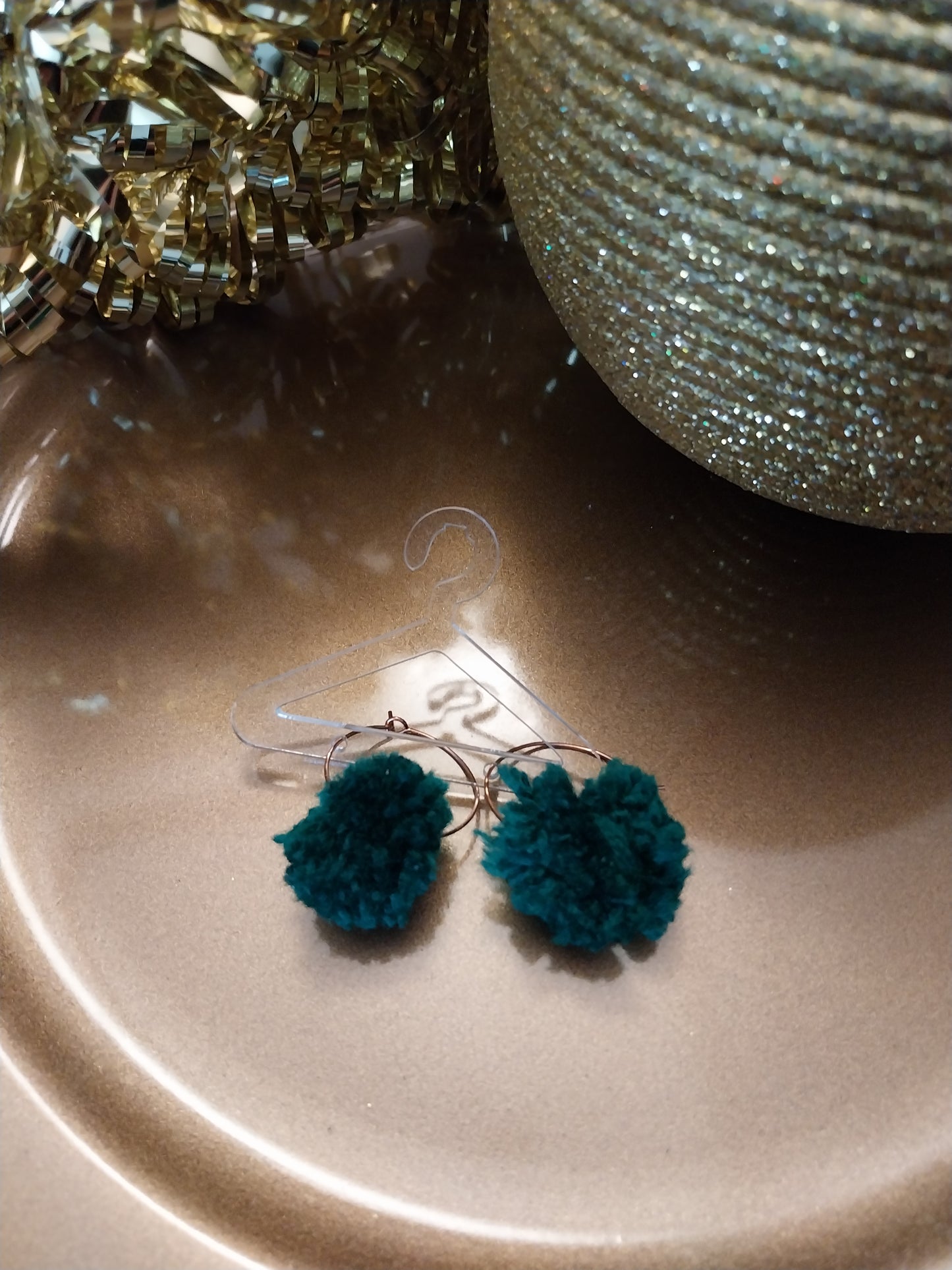 Christmas pom pom earrings
