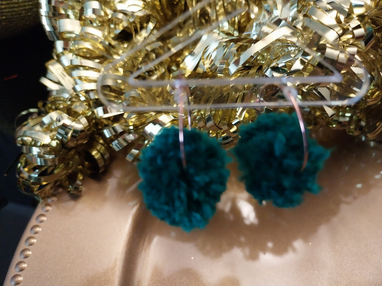 Christmas pom pom earrings
