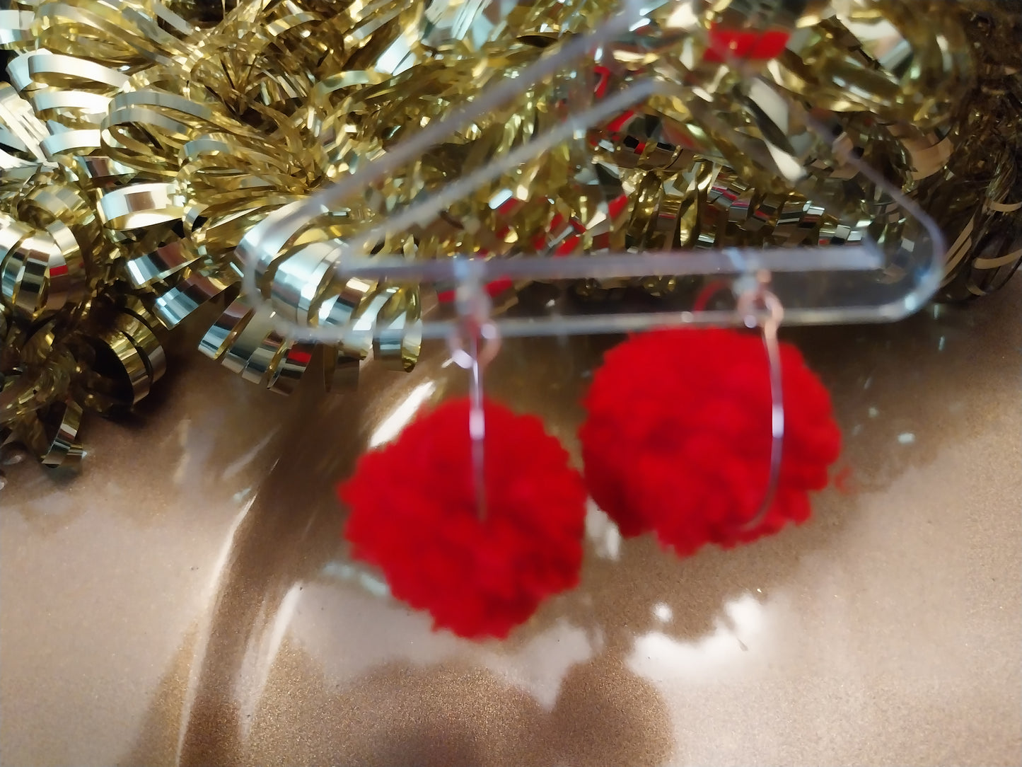 Christmas pom pom earrings