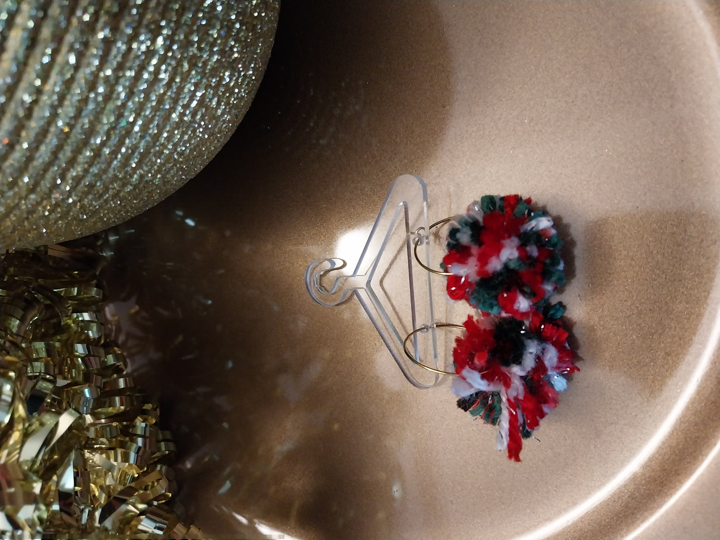 Christmas pom pom earrings