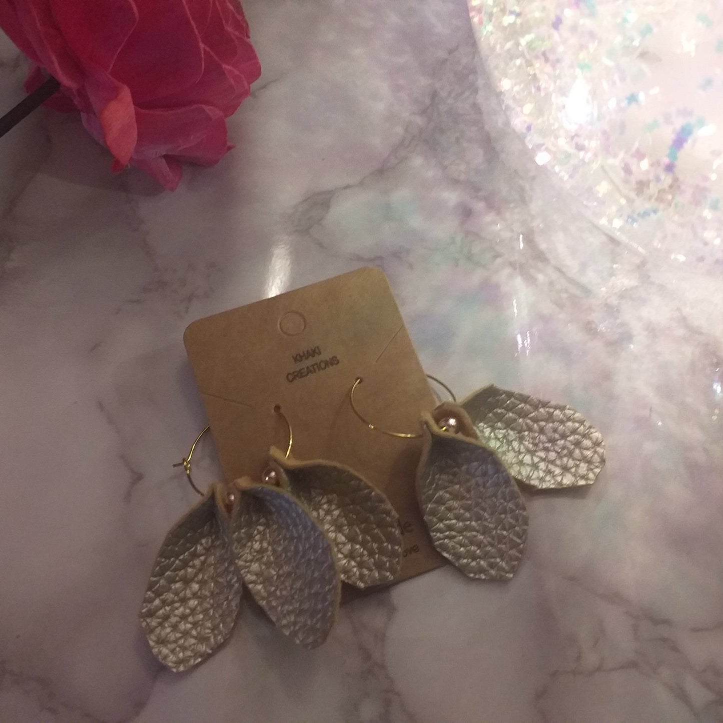 Leather flower earrings
